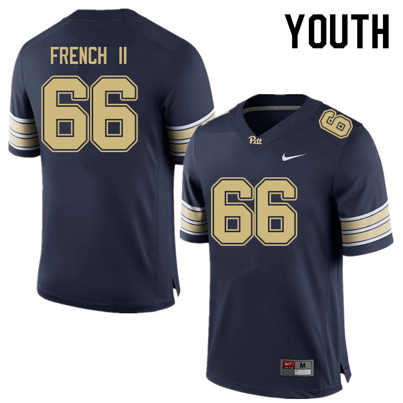 Youth #66 George French II Pitt Panthers College Football Jerseys Sale-Navy